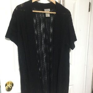 Black Open Knit Short Sleeve Cardigan